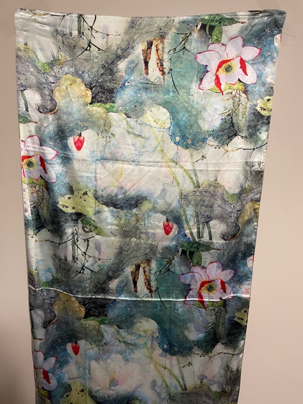 Floral Watercolor Print Silk Scarf